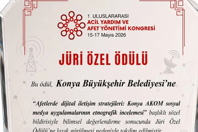 Konya AKOM&rsquo;a uluslararası kongreden j&uuml;ri &ouml;zel &ouml;d&uuml;l&uuml;