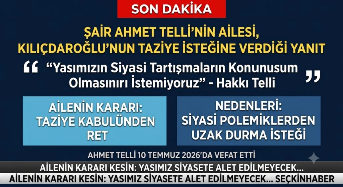 Ahmet Telli&rsquo;nin Ailesinden Kemal Kılı&ccedil;daroğlu&rsquo;na Red: "Taziye S&uuml;recini Sessizlik İ&ccedil;inde Yaşamak İstiyoruz"