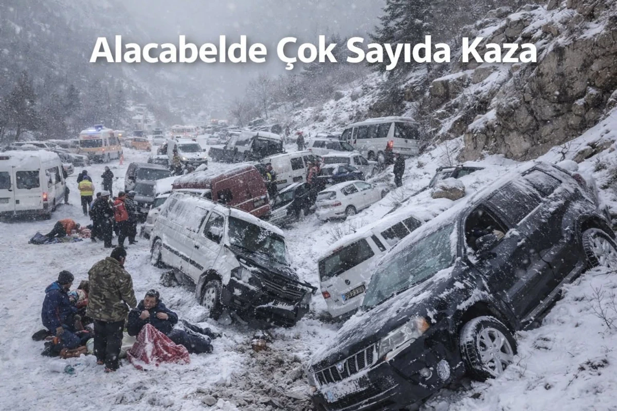 Alacabel&rsquo;de Zincirleme Kaza: Kar ve Dolu Ulaşımı Fel&ccedil; Etti, 50&rsquo;ye Yakın Ara&ccedil; Birbirine Girdi