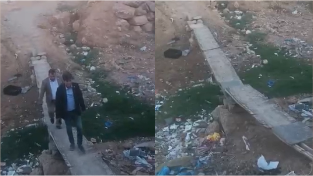 Başkan İl&ccedil;i Cizre'deki k&ouml;pr&uuml;ye isyan etti!