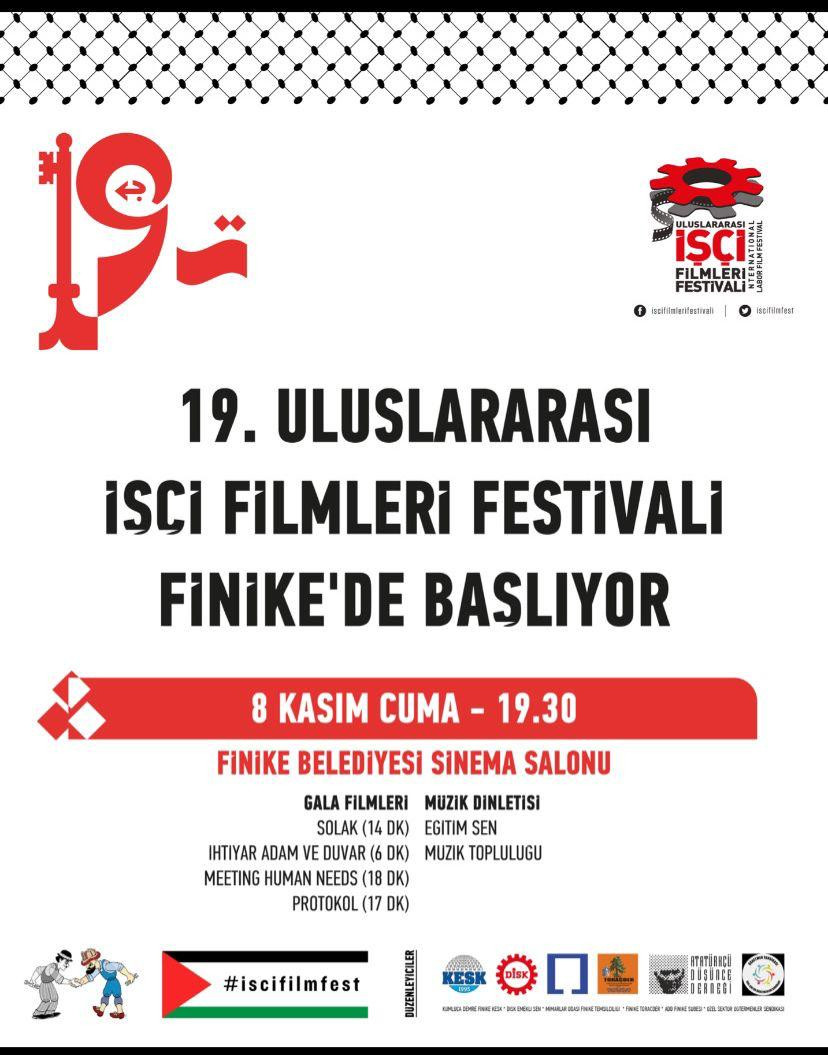 FİNİKE'DE 19.ULUSLARARASI İŞÇİ FİLMLERİ FESTİVALİ BAŞLIYOR.