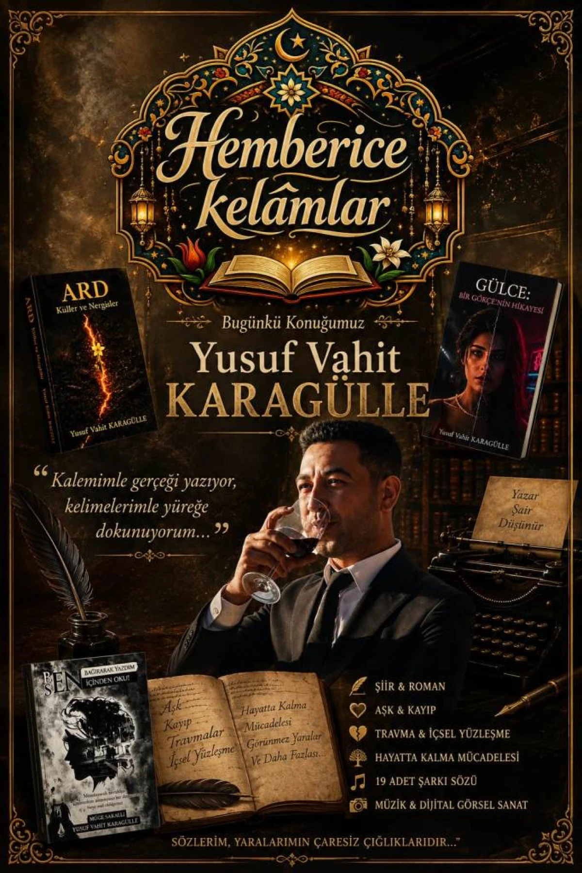 Hemberice Kelamlar&rsquo;ın Yeni Konuğu Yusuf Vahit Karag&uuml;lle: "Yazmak, Kendimi İfade Etmenin En G&uuml;&ccedil;l&uuml; Yoludur"