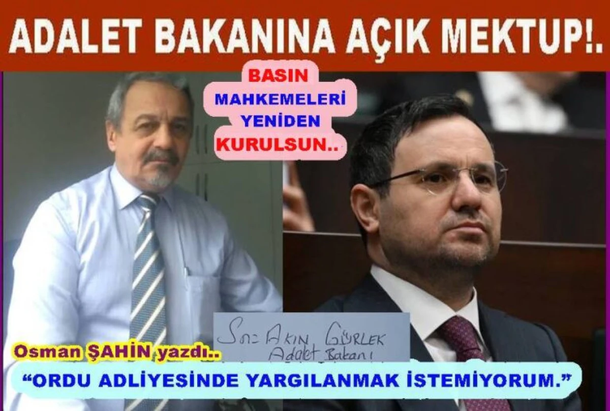 Ordu&rsquo;da &Ccedil;arpıcı &Ccedil;ıkış: Gazeteci Osman Şahin&rsquo;den Adalet Bakanı G&uuml;rlek&rsquo;e 5 Sayfalık A&ccedil;ık Mektup